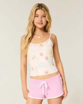 Pantalones cortos de felpa con estampado de surf