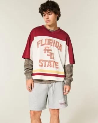 Pantalones cortos de felpa con estampado gráfico de los Seminoles de la Universidad Estatal de Florida