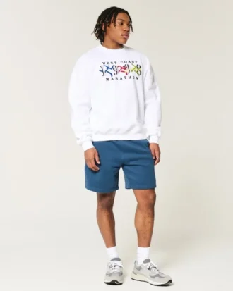 Pantalones cortos de felpa por encima de la rodilla con icono