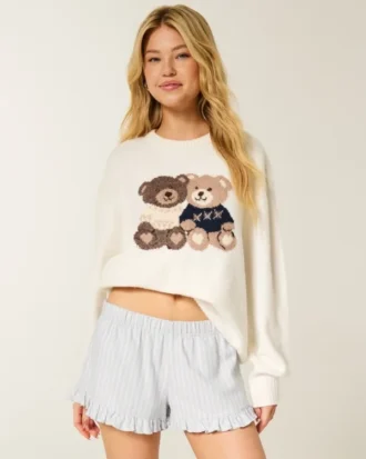 Pantalones cortos de franela con volantes