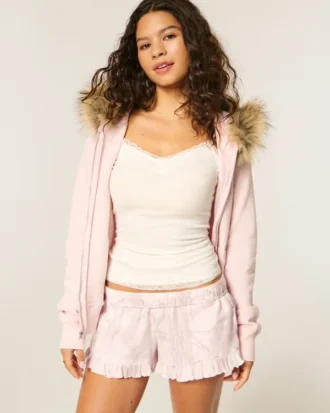 Pantalones cortos de franela con volantes
