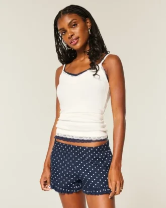 Pantalones cortos de franela con volantes