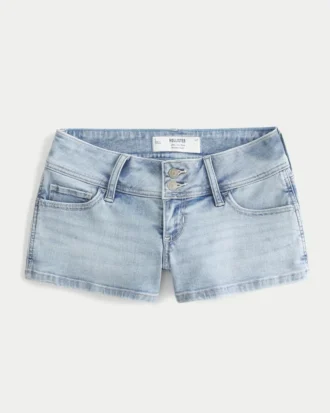 Pantalones cortos de lavado claro y talle ultra bajo
