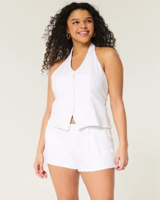 Pantalones cortos de mezcla de lino de talle bajo Hollister Livvy 3″