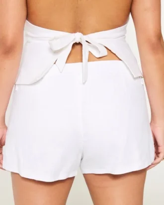 Pantalones cortos de mezcla de lino de talle bajo Hollister Livvy 3″