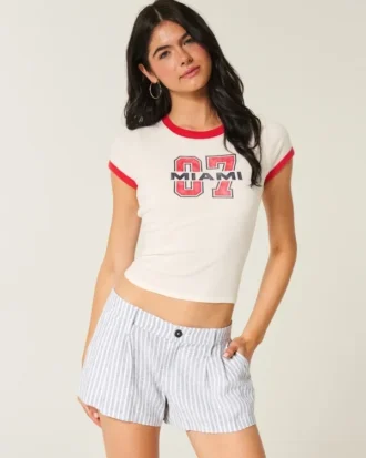 Pantalones cortos de mezcla de lino de talle bajo Livvy de Hollister