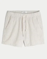 Pantalones cortos de mezcla de lino y seersucker hasta la mitad del muslo