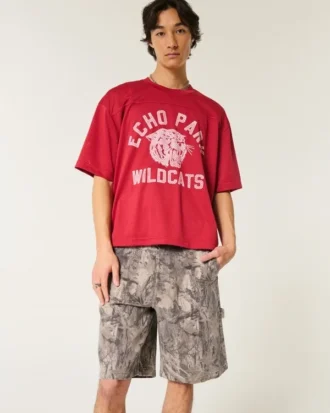 Pantalones cortos de pintor de denim holgados con estampado de camuflaje