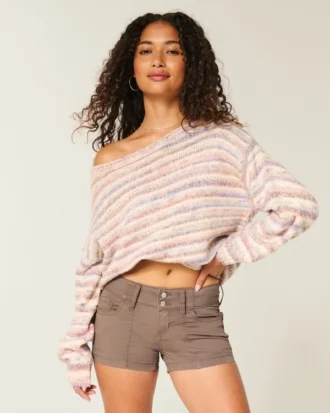 Pantalones cortos de popelín de talle bajo