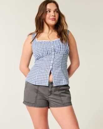 Pantalones cortos de sarga de talle bajo