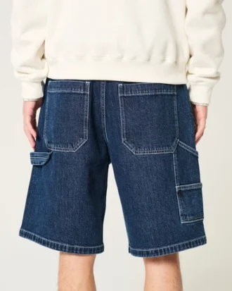 Pantalones cortos holgados de denim tipo pintor