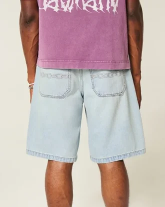 Pantalones cortos vaqueros holgados con bordado de cadena