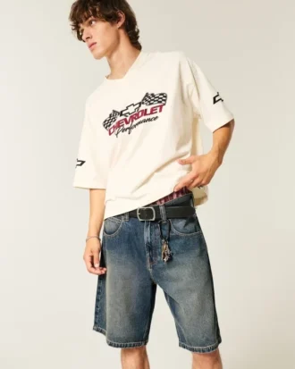 Pantalones cortos vaqueros holgados con estampado de serpiente