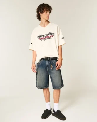 Pantalones cortos vaqueros holgados con estampado de serpiente