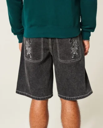 Pantalones cortos vaqueros holgados con estampado de tigre