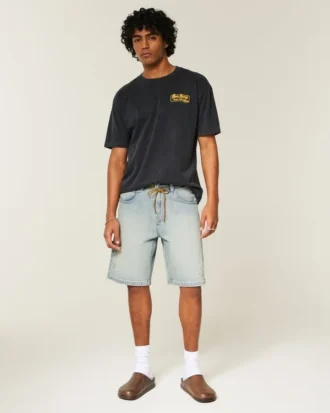 Pantalones cortos vaqueros holgados con estrellas bordadas