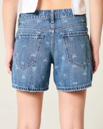 Pantalones cortos vaqueros holgados con lazo y talle bajo
