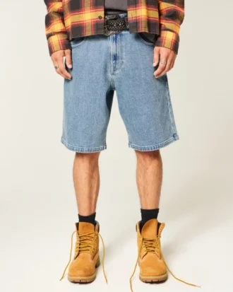 Pantalones cortos vaqueros holgados con logotipo bordado