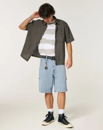 Pantalones cortos vaqueros holgados de lavado claro