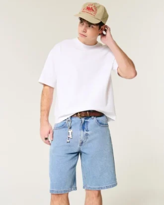 Pantalones cortos vaqueros holgados de lavado medio