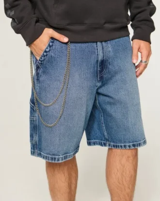 Pantalones cortos vaqueros holgados de lavado medio