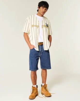Pantalones cortos vaqueros holgados de lavado medio