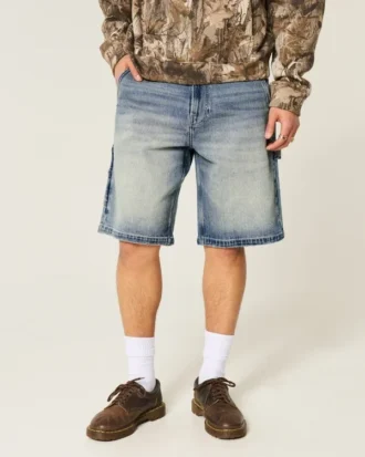Pantalones cortos vaqueros holgados de lavado oscuro