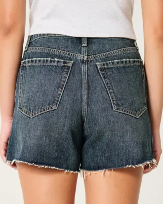 Pantalones cortos vaqueros relajados de talle alto y lavado oscuro con curvas 5″
