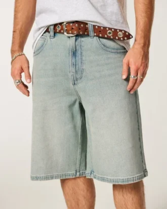 Pantalones cortos vaqueros superanchos con bordado de araña