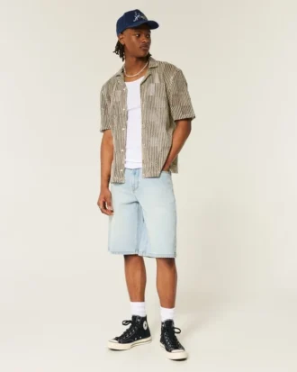 Pantalones cortos vaqueros superbaggy con estampado de dados en lavado claro