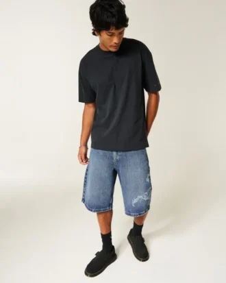 Pantalones cortos vaqueros superholgados con estampado de escorpión