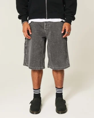 Pantalones cortos vaqueros superholgados con estampado de llamas