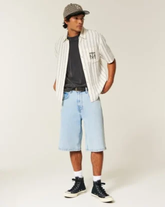 Pantalones cortos vaqueros superholgados de lavado claro