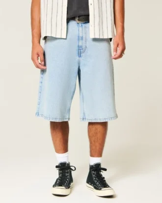 Pantalones cortos vaqueros superholgados de lavado claro
