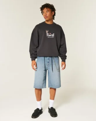 Pantalones cortos vaqueros superholgados de lavado medio