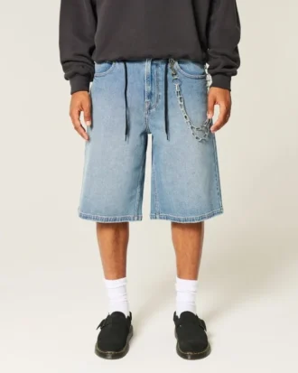 Pantalones cortos vaqueros superholgados de lavado medio