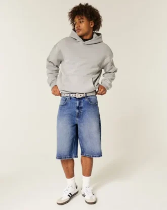 Pantalones cortos vaqueros superholgados de lavado oscuro