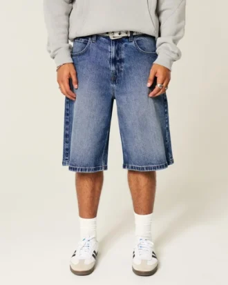 Pantalones cortos vaqueros superholgados de lavado oscuro