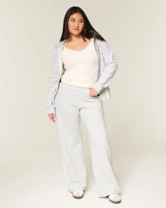Pantalones de chándal anchos con estampado de lazo
