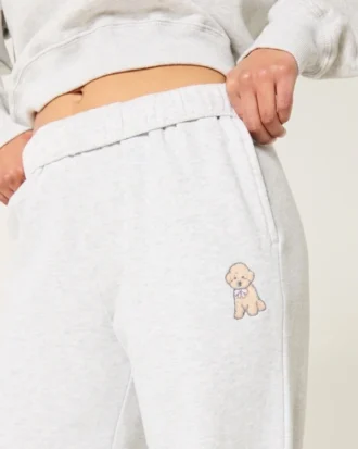 Pantalones de chándal anchos con estampado de perro