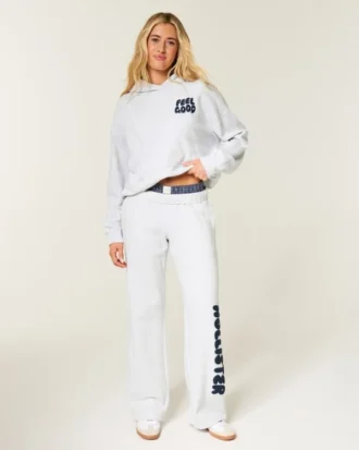 Pantalones de chándal anchos con gráfico del logotipo