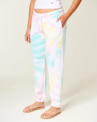 Pantalones de chándal de felpa con efecto lavado y logotipo gráfico