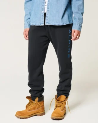 Pantalones de chándal de felpa con estampado alpino relajado