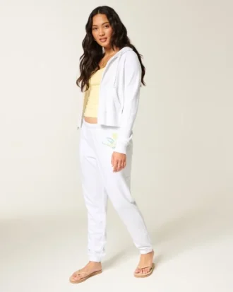 Pantalones de chándal de felpa con logotipo