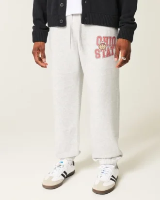 Pantalones de chándal holgados con cordón y estampado de los Buckeyes de la Universidad Estatal de Ohio