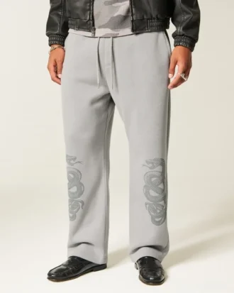 Pantalones de chándal holgados con estampado de doble serpiente