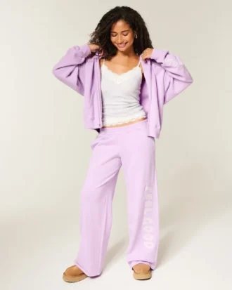 Pantalones de chándal holgados con gráfico Feel Good de Hollister