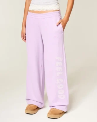Pantalones de chándal holgados con gráfico Feel Good de Hollister