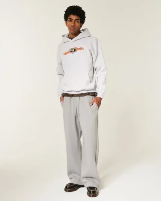 Pantalones de chándal superholgados con estampado de Los Ángeles y bolsillo trasero