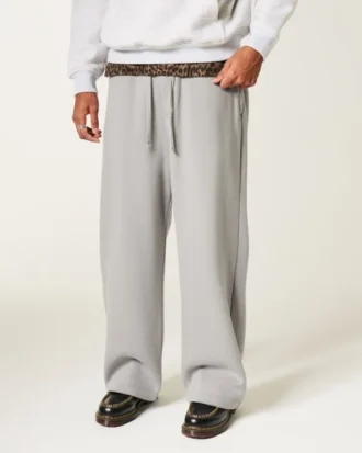Pantalones de chándal superholgados con estampado de Los Ángeles y bolsillo trasero